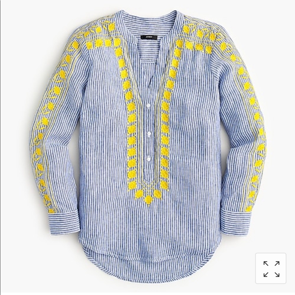 J crew embroidered linen shirt NWT